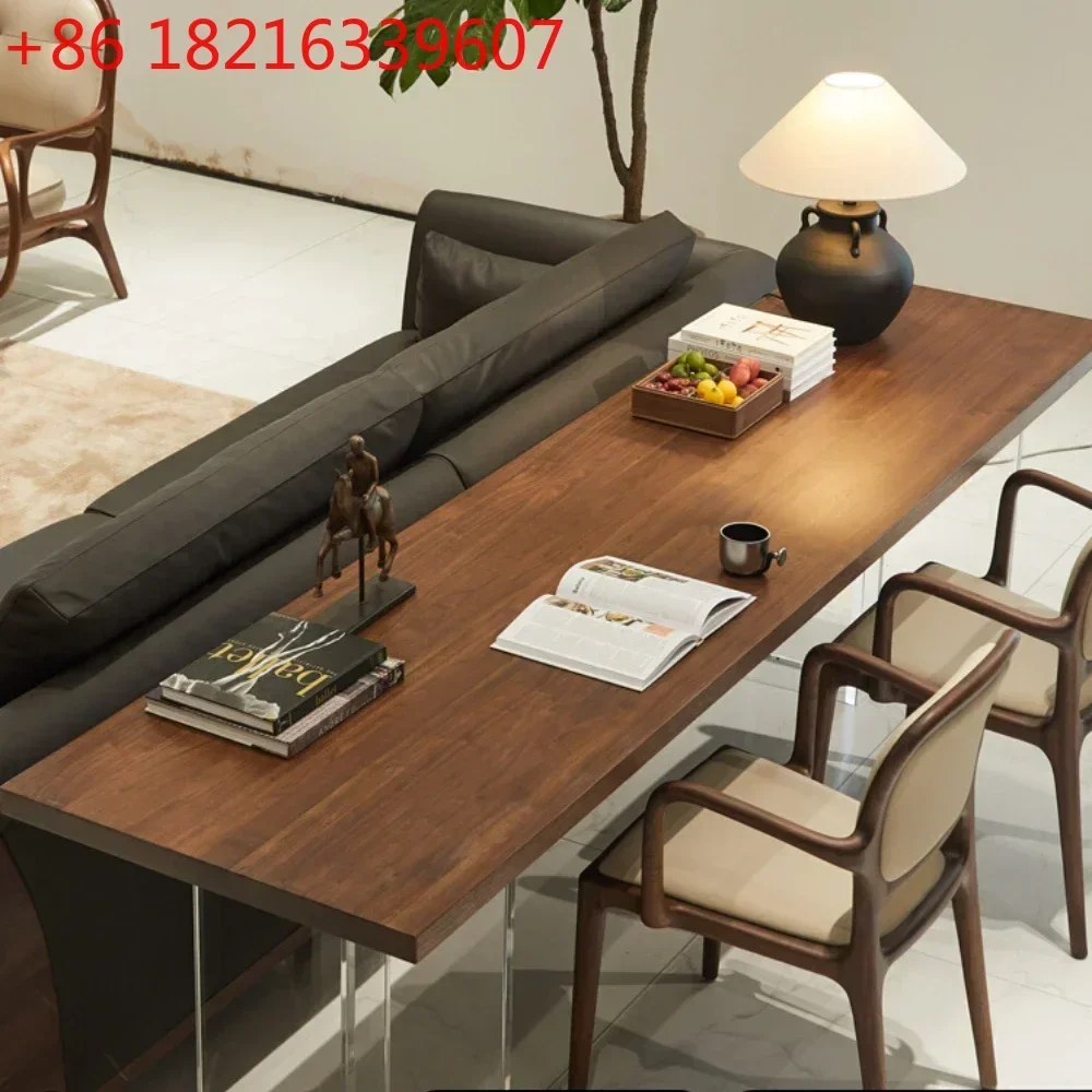Nordic Solid Wood Double Desk Home Black Walnut Wood Computer Desk Home Desk