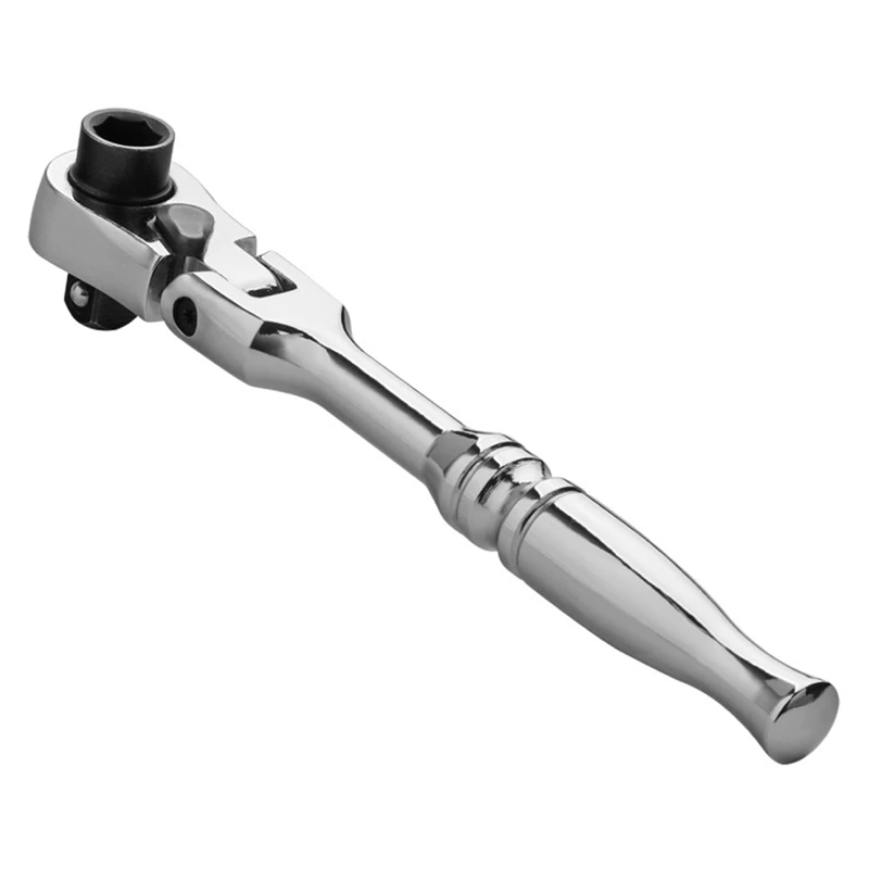 2-In-1 Round Handle Ratchet Wrench 1/4 Double Ended 72 Teeth Quick Spanner Tool Screwdriver Socket Bit