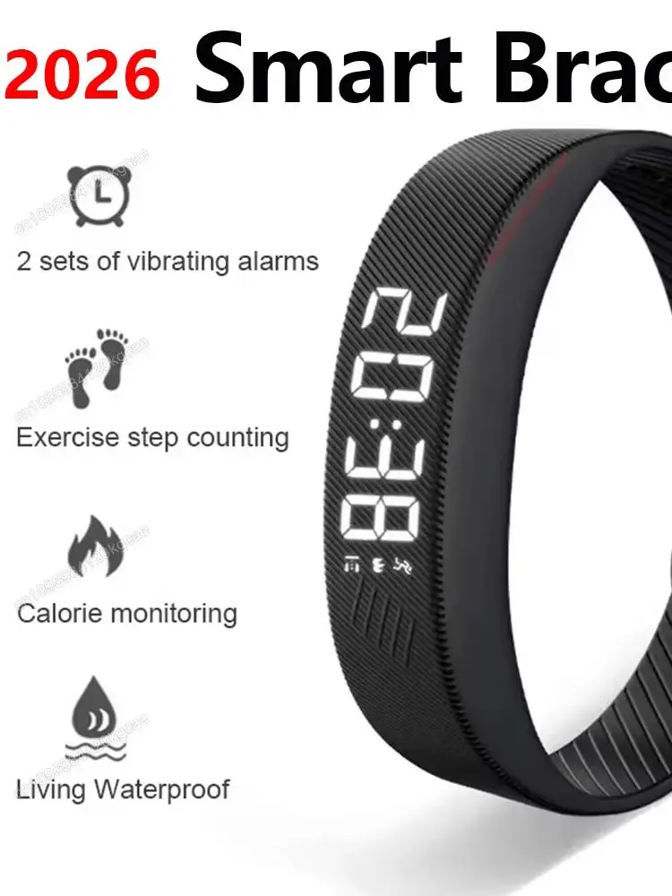 Vibrationswecker für Tiefschläfer, geräuschloses Weckgerät, Smart-Armband für Männer und Frauen, verstellbares, tragbares Vibrations-Armband Ht30