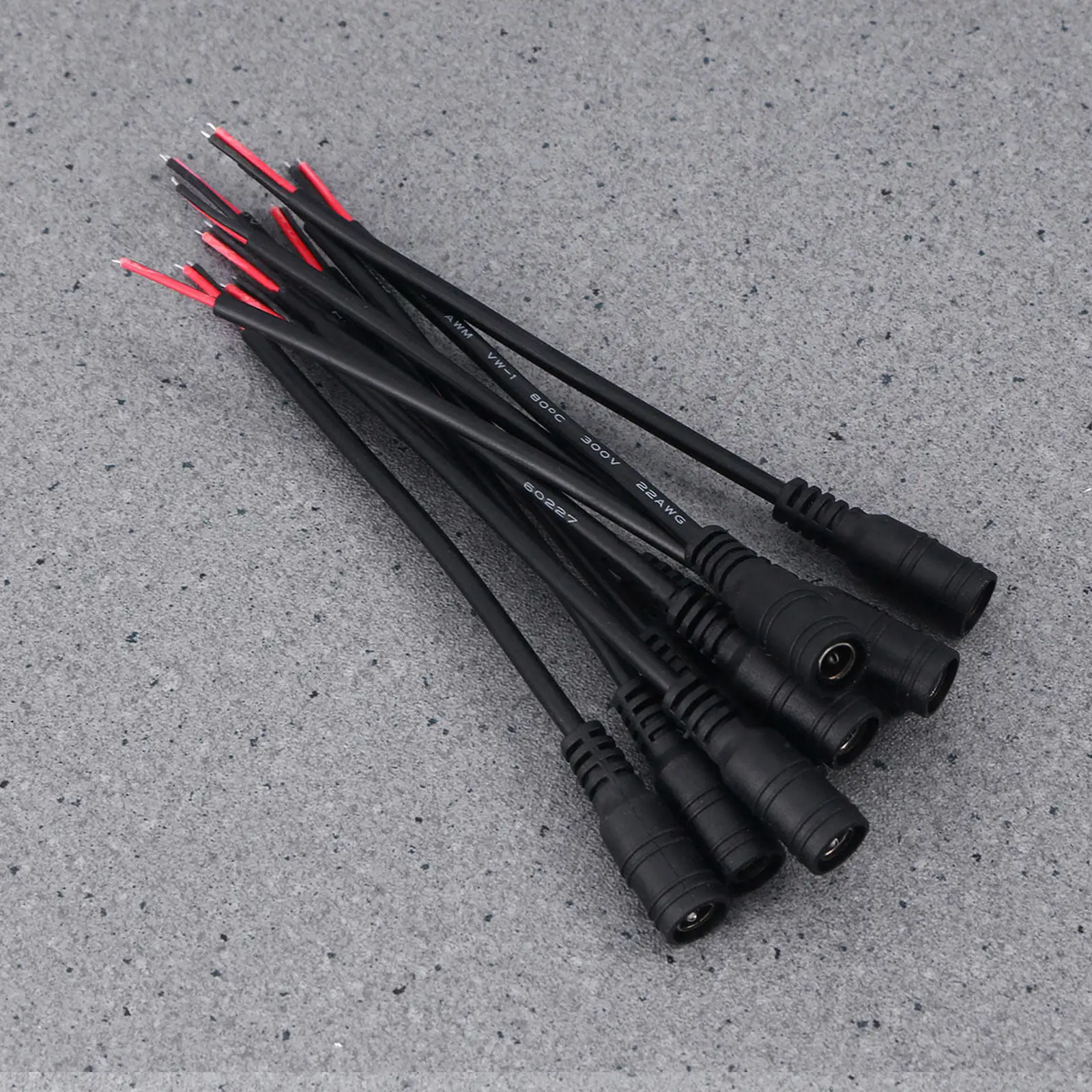 10Pcs 5.5x2.1mm Female 12V Dc Power Connector Pigtail Cable for LED Strip Cctv Custom Wiring Reliable