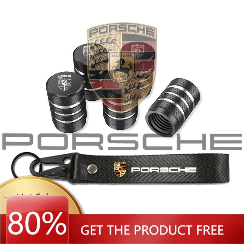 

For Porsche Cayenne Macan Panamera 918 911 Car Emblems Keychain Keyring Metal Tire Valve Cover For Porsche Panamera Spyder Carre