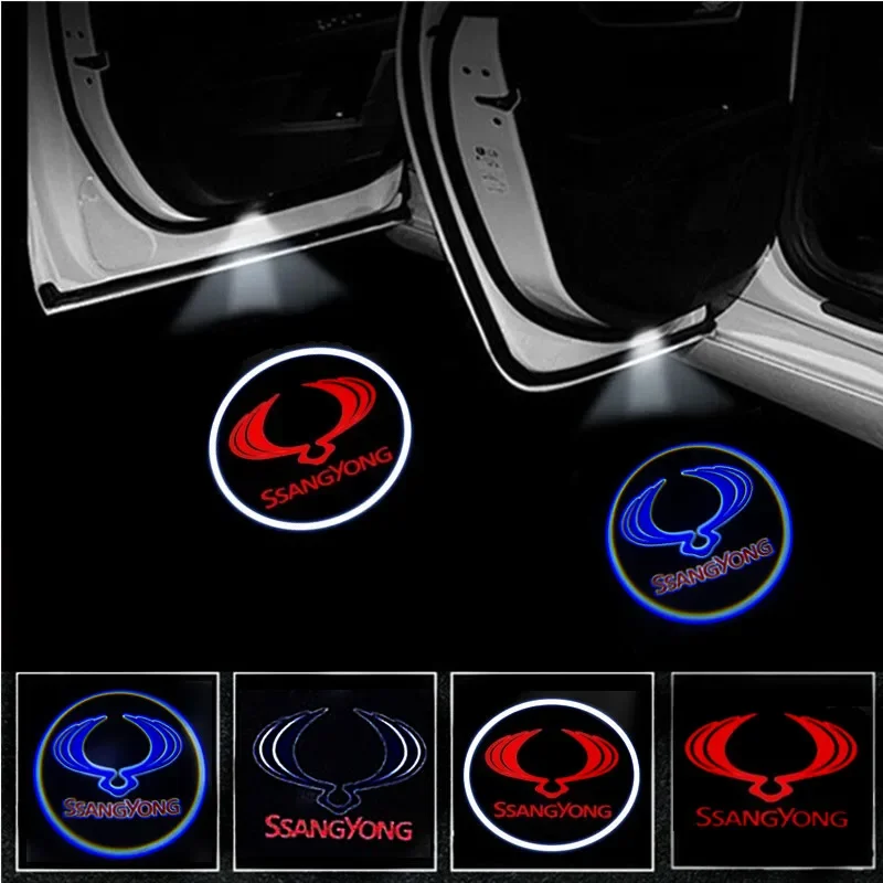 Automobile LED door projection lamp suitable For Ssangyong Rexton 2 Tivolan Musso Tivoli Kyron LED car door badge welcome light