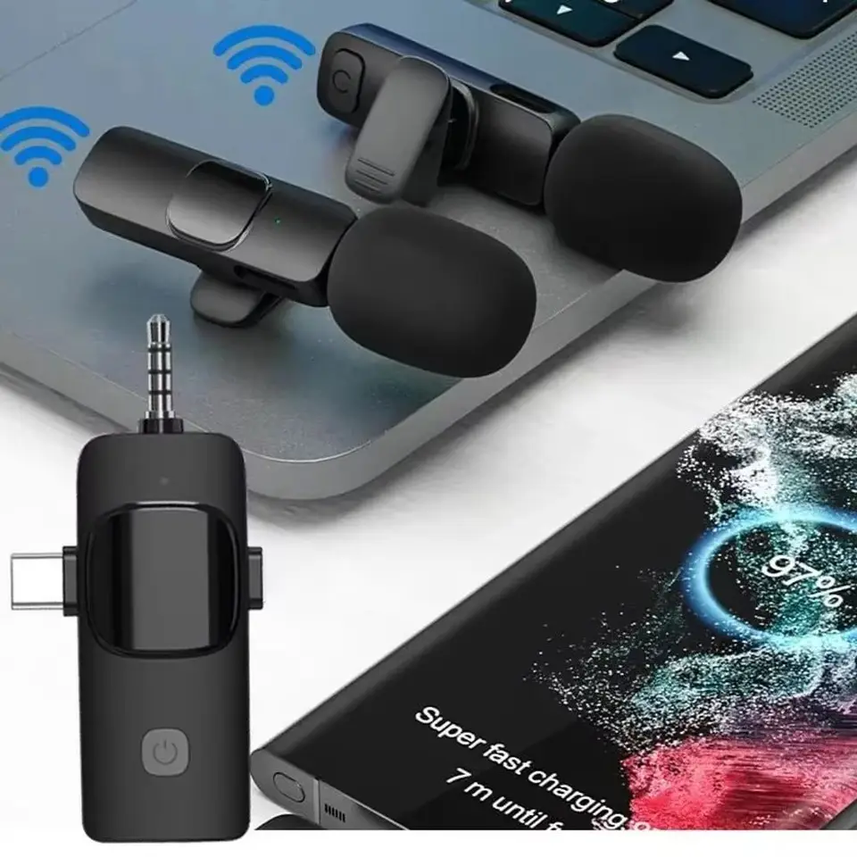 Micrófono de solapa inalámbrico mini USB C con cancelación de ruido para iPhone 17/16/15, grabación de video y vlogs