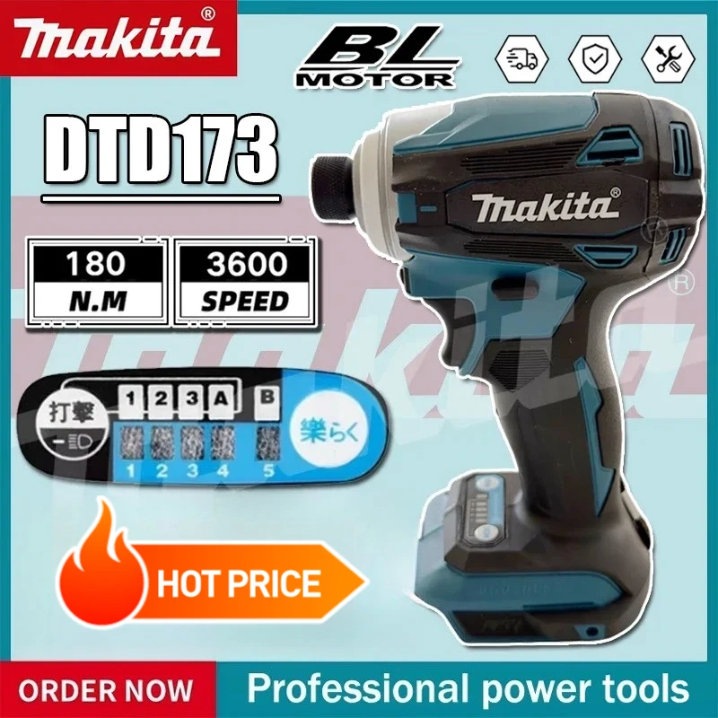 

Аккумуляторный бесщеточный ударный шуруповерт Makita DTD173, дрель, беспроводной электроинструмент 18В/20В