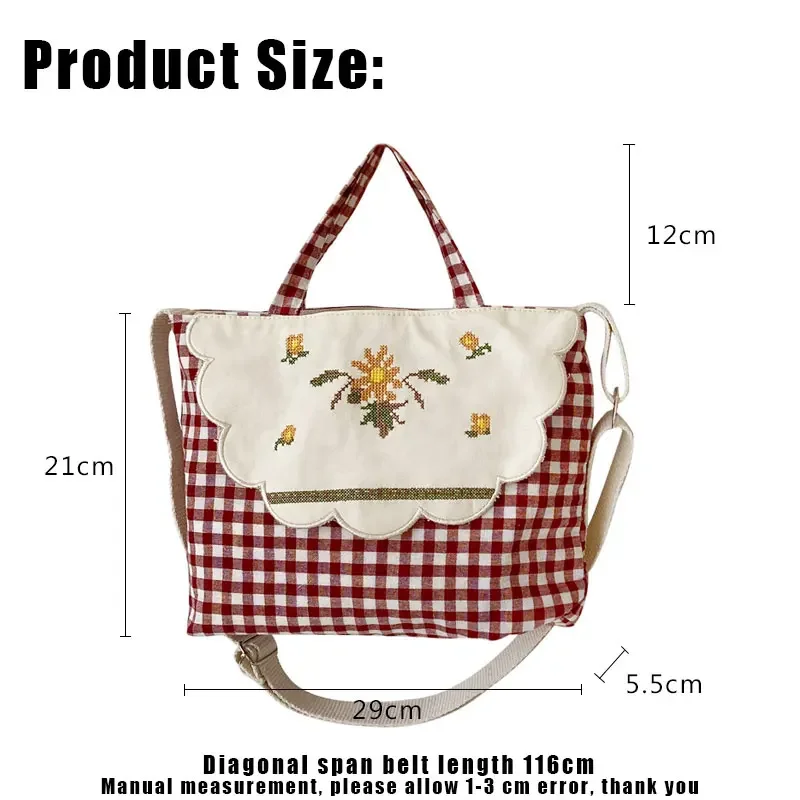 Youda Ladies Fashion Small Square Bag Canvas Cotton Handbag Girls embroidery Shoulder Diagonal Mobile Phone Package Shopper Bags