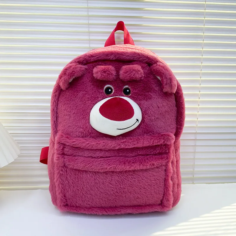 Disney Lotso Alien Cartoon Funny Plush Backpack Students Large Capacity Bag Girls Casual Soft Stuffed Schoolbag Lightening Bag