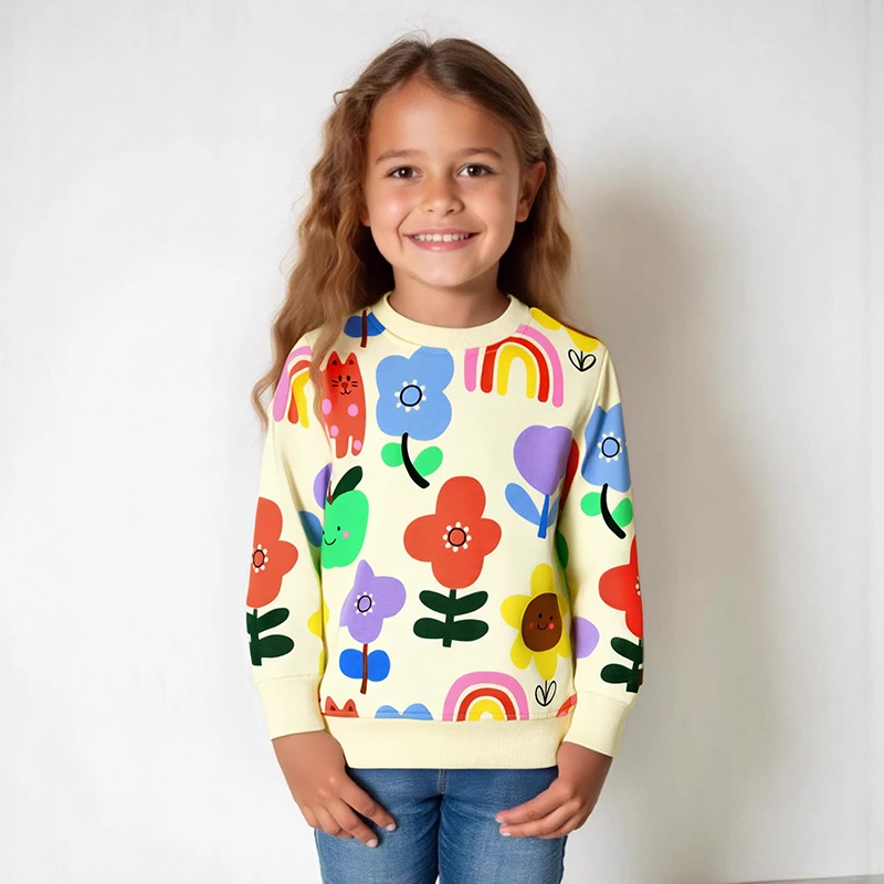 Little Maven Cartoon Regenbogen Blumen Baby Mädchen Langarm Tops für Kinder Kleidung Herbst Frühling Sweatshirts Kinderkleidung