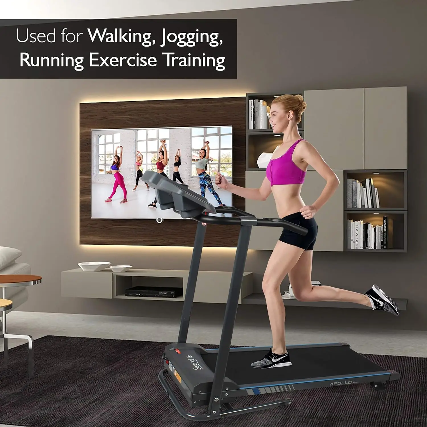 Folding Treadmill - Foldable Home Fitness Equipment with LCD for Walking & Running - Cardio Exercise Machine