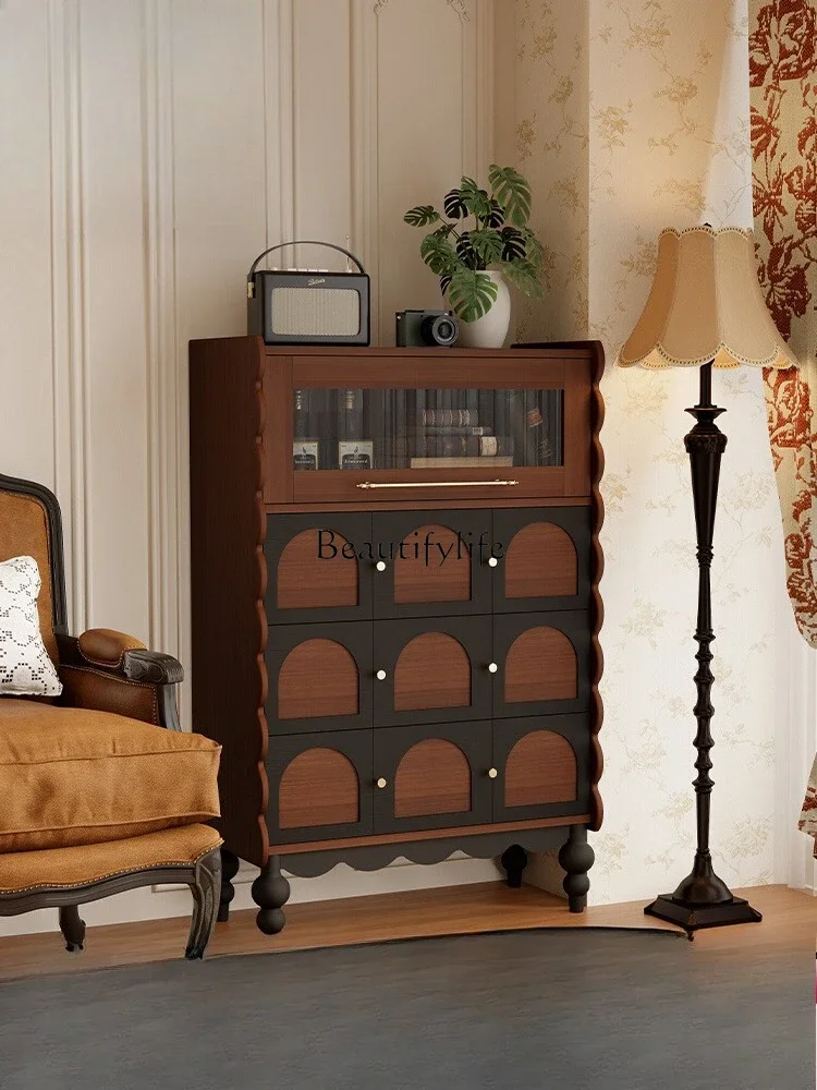 

LJYVintage Style Light Luxury Decorative Chest of Drawers Wabi-Sabi Style Solid Wood Retro Style Storage Cabinet