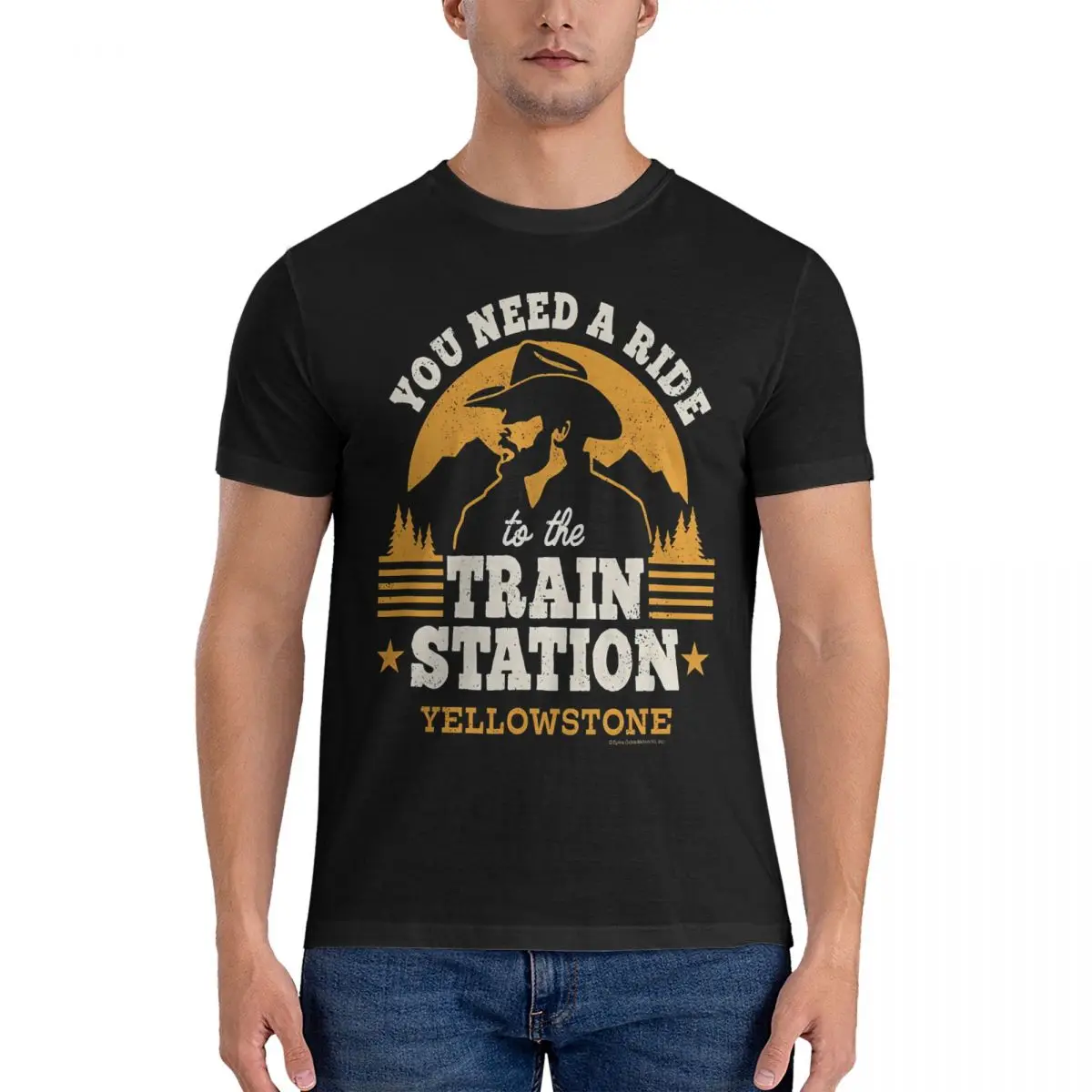 You Need A Ride To The Train Station Men's T Shirt Yellowstone Vintage Tees Short Sleeve Crewneck T-Shirts Cotton Gift Clothes