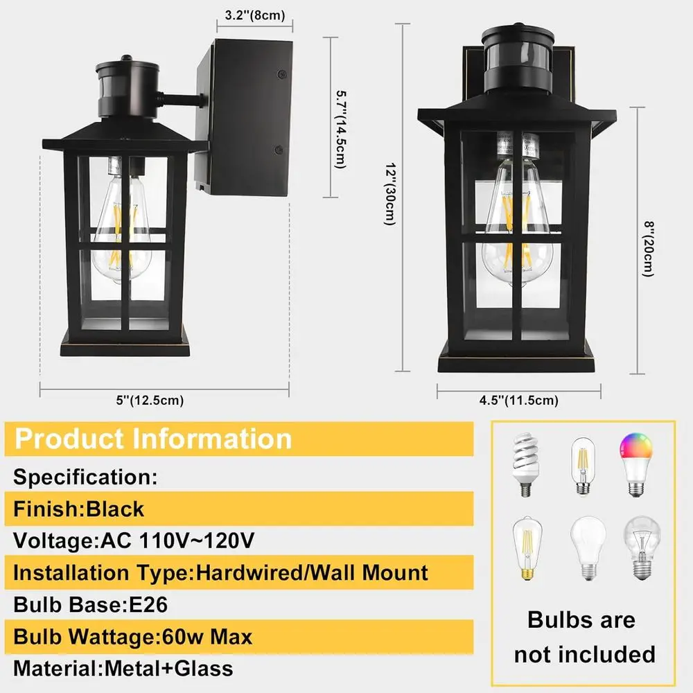 Dusk to Dawn Außenwandleuchte mit Bewegungssensor, WLAN-Ausgang, 3 Modi, wasserdicht für Terrasse, Garage