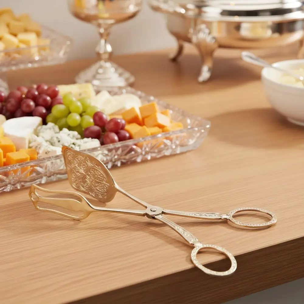 Retro Bread Tong Square Head Scissor-Shaped Handle Food Clip Multi-Purpose Zinc Alloy Serving Tongs Kitchen Tool