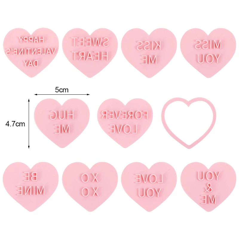 Miss You/Sweet Heart/Forever Love Cookie Cutter Press Stamp Embosser Wedding Valentine's Day DIY Fondant Sugarcraft Baking Tools