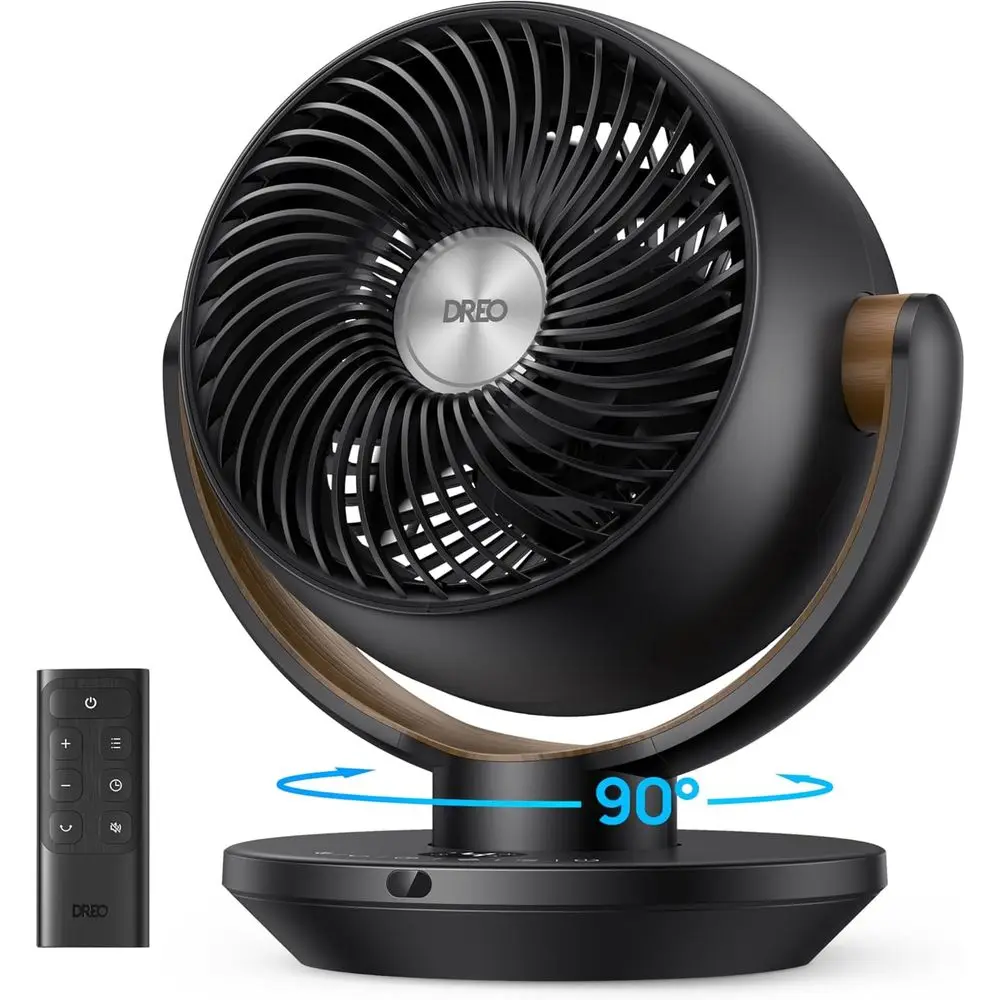 

11-Inch Desk and Room Air Circulator Fan with Remote, 65W Power, 120° Vertical + 90° Oscillating, 4 Speeds, 8H Timer, Ultra Quie