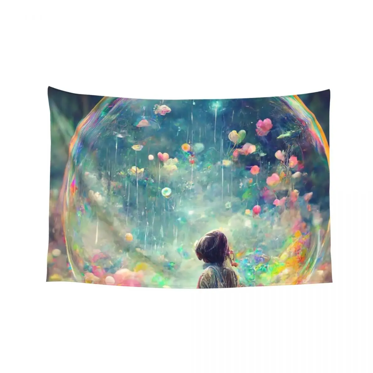 

Bubble Girl Dreamer Rainbow Abstract Art Print Tapestry Living Room Decoration Room Aesthetic Decor Wall Tapestries Tapestry