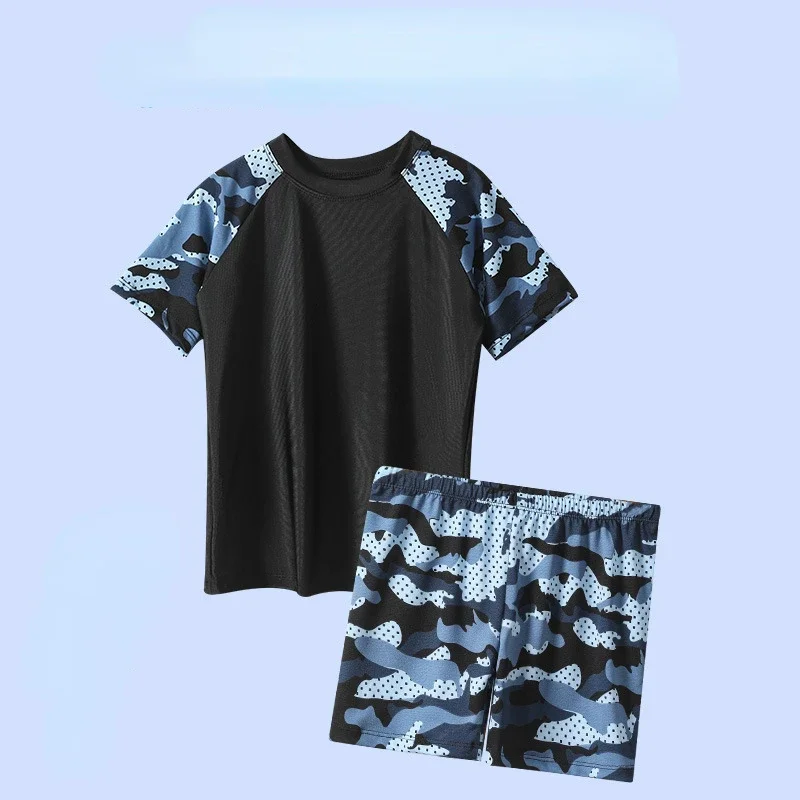 

Camouflage Kids Swimsuit Boy Swim Trunks Set Surf Suit Boys Split Short Sleeve Swimsuit Korean Version Baby Swimsuit Plus Size