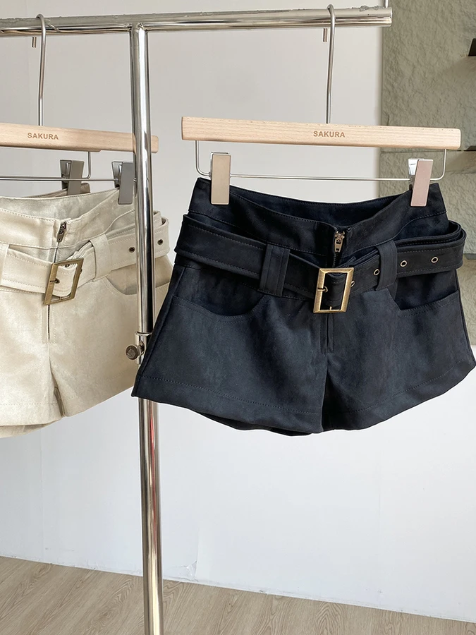 アメリカンスレ ハイウエスト スエード ワークウェア オルツ レディース 秋冬新作 ハイウエスト 着痩せ 小さいサイズ 多用途 ホットパンツ