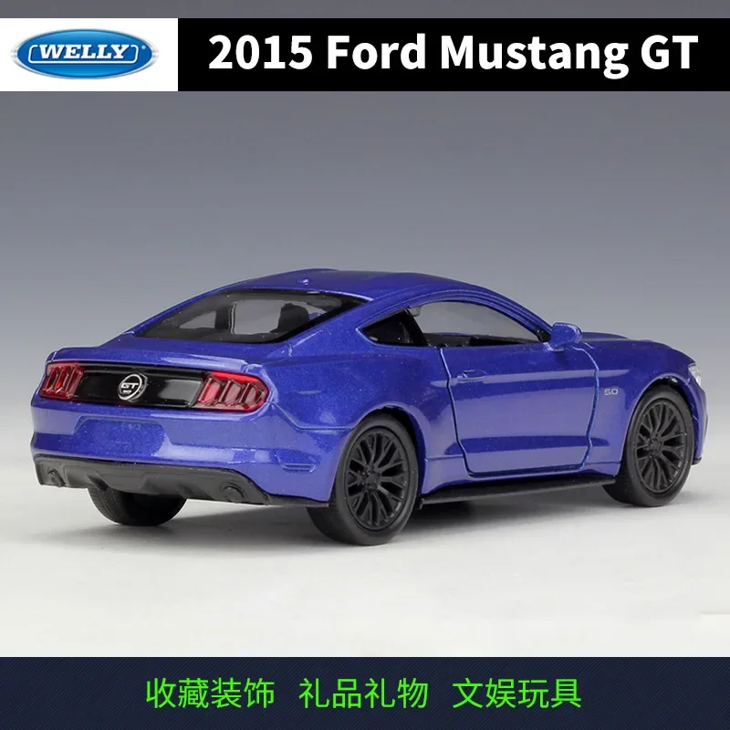 WELLY-Ford Mustang Diecast modelo de veículo para crianças, carro super puxado, presente educacional da coleção, modelo do veículo, 2015, BD12, 1:36