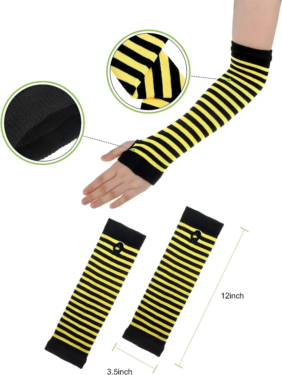 Kids Adult Family Bee Bopper Antenna Headband Tutu Skirt Bee Striped Leg Warmers Knee Stocking and Gloves for Cosplay Party