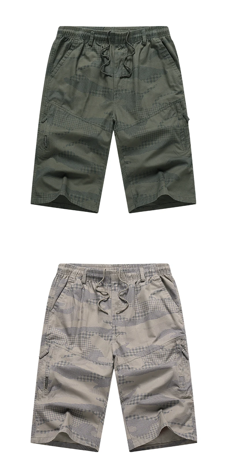 Knielange Freizeitshorts für Herren, Reißverschlusstasche, modisch, lockere, gerade Baumwolle, bequem, Strand, kurze Laufhose – Detail 4