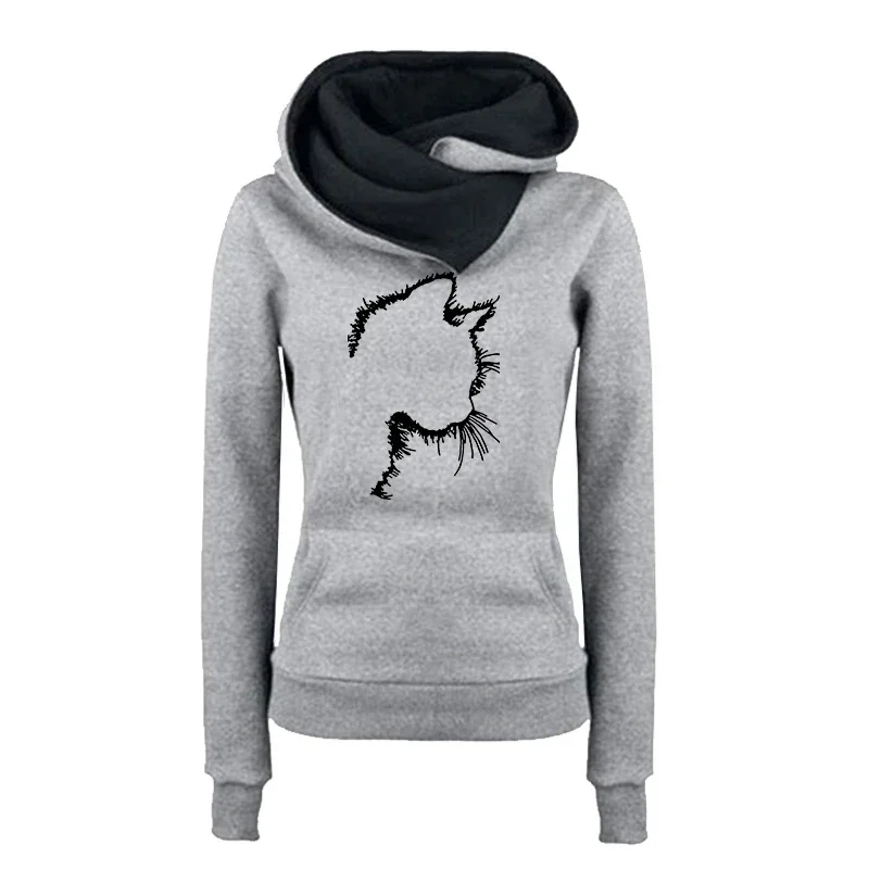 2025, Herbst und Winter, Neuankömmling, Damen-Kapuzenpullover, urban, lässig, modisch, Kapuzenpullover, Damen, Zuhause, Outdoor, Komfort, Katzen-Druck-Sweatshirt