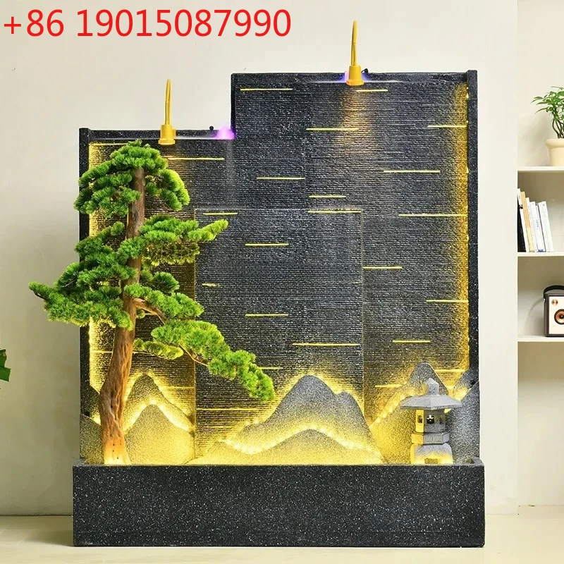 Artificial Greeting Pine Artificial Mountain and Fountain Water Curtain Wall Water Screen Hall Decoration
