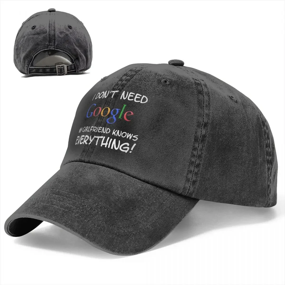 I Don't Need Google My GIRLFRIEND Knows Everything Baseball Cap Distressed Denim Hat Cap Outdoor Running Golf Adjustable Sun Cap