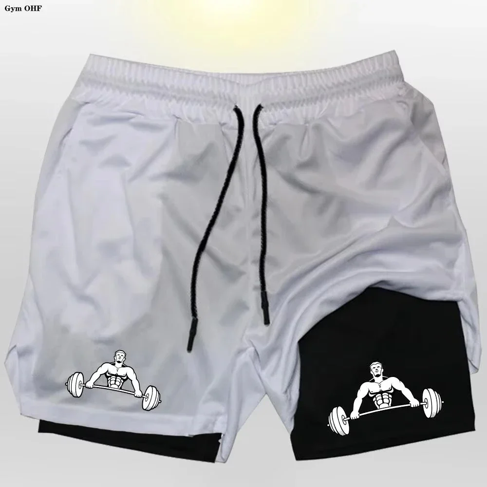 

Men's two-in-one shorts; two-layer sports shorts; gym workout training and running shorts for men's clothing.