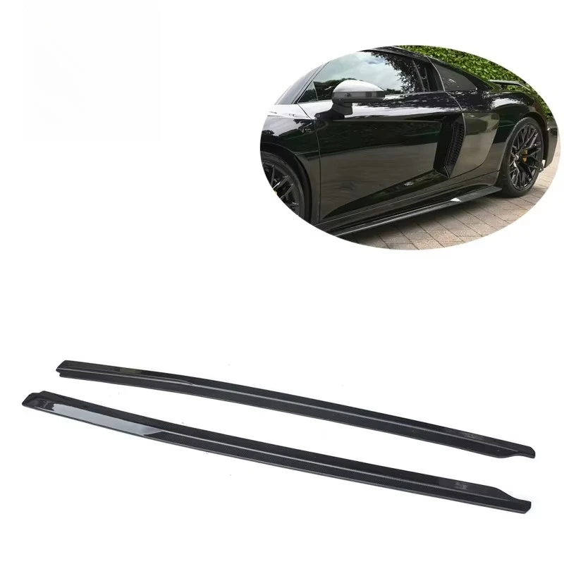For 2017-2019 R8 V10 PLUS Carbon Fiber Side Skirts Extensions Add-on
