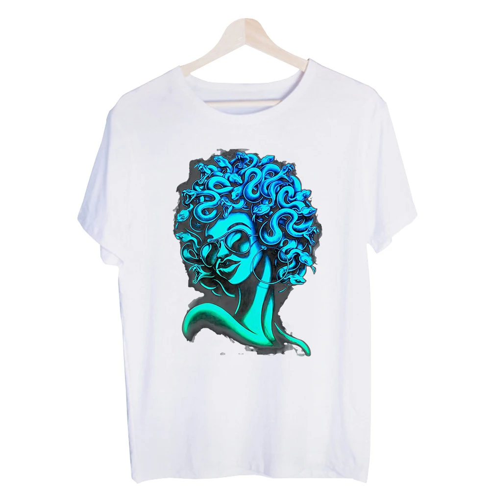 Men's Snake Hair Graphic Tee, Short Sleeve Crew Neck T-Shirt for Urban Streetwear and Casual Outfits