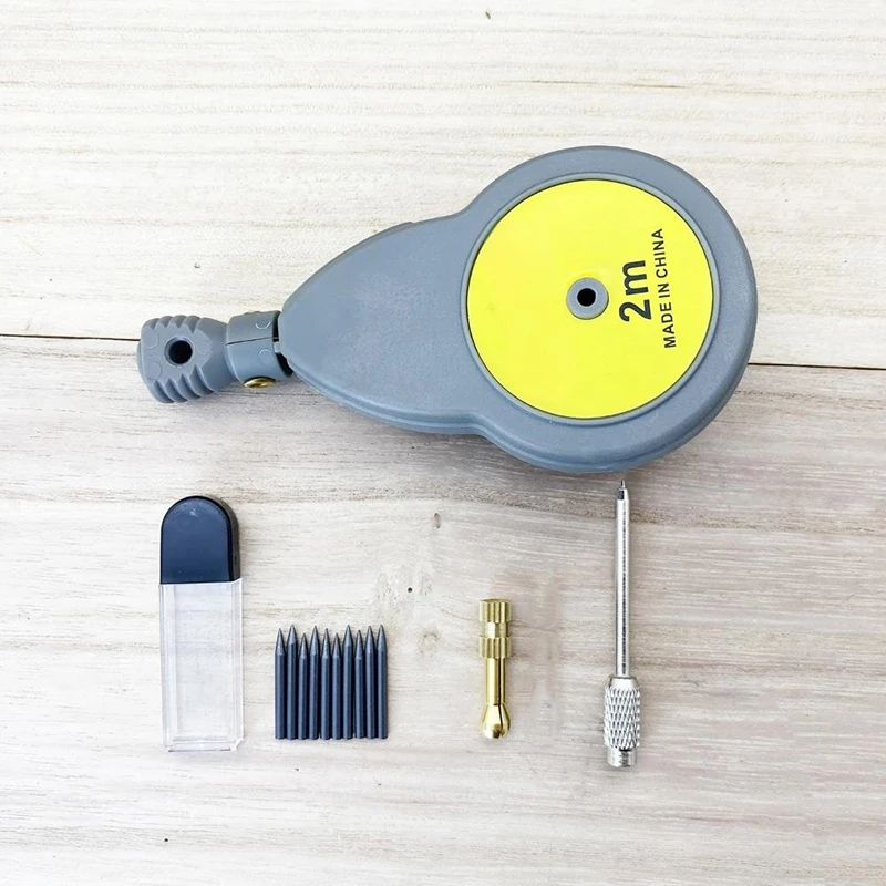 2M Rotating Tape Measure Compass-with 10 Pencil Leads &Locking Button for Precision Circle/Drawing,Adjustable Beam Drafting Tool