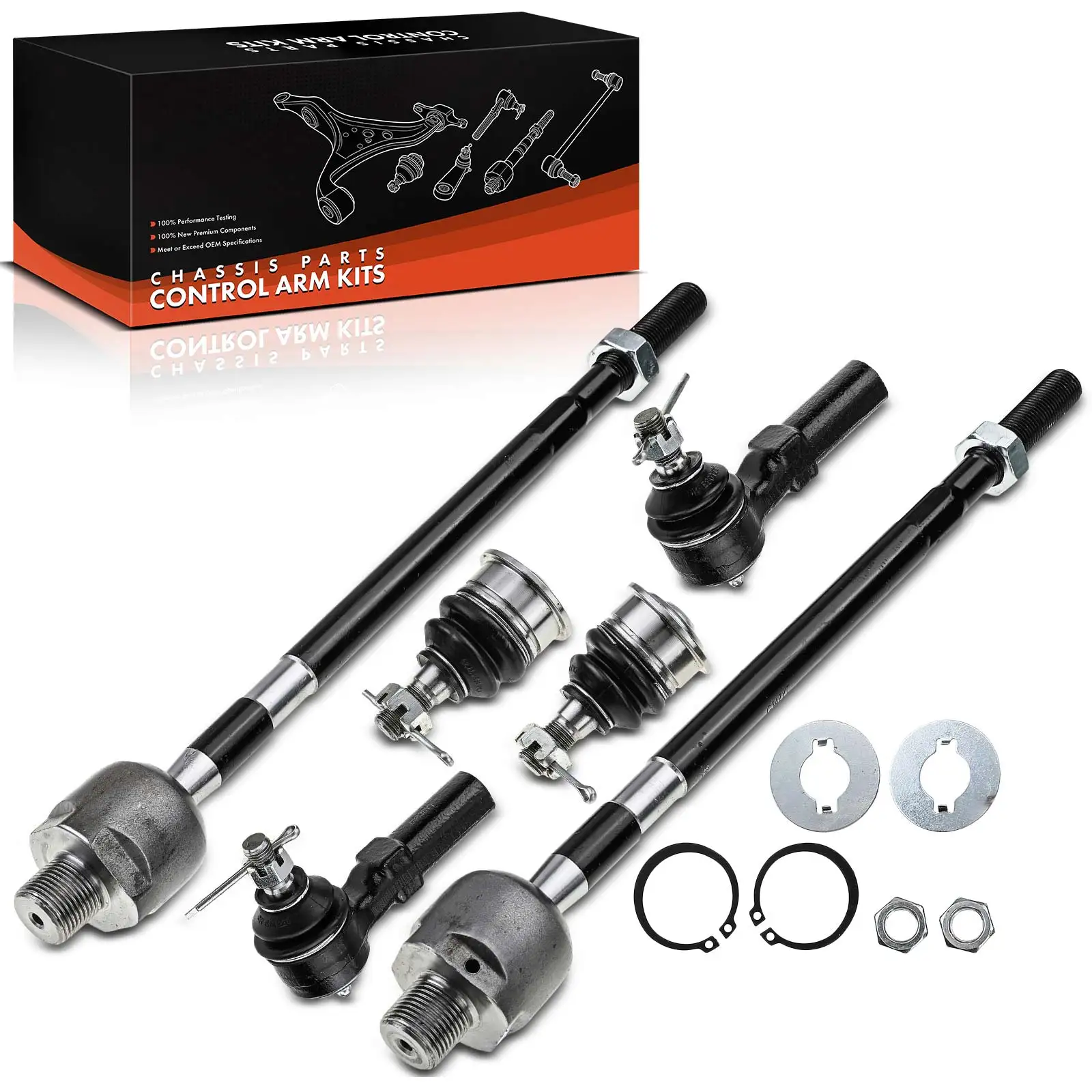 Frankberg 6-delige draagarmset vooras buiten voor Nissan 200 SX S14 1993-1999 48520-15U26 54501-70T00 48521-65F01