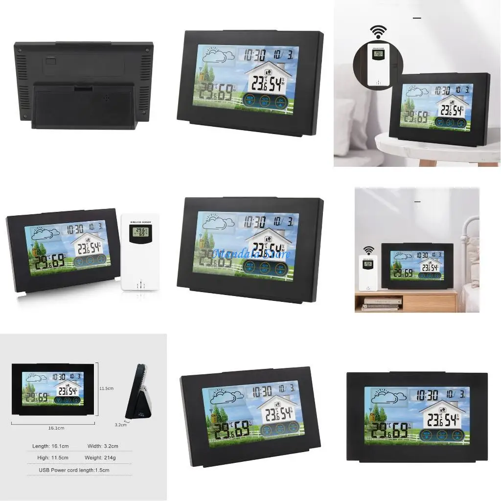 

U2JC Digital Weather Forecast Clock With Calendar Alarm 3 Channel Wireless Temperature Monitoring