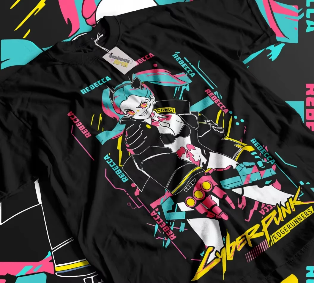 Rebecca T-shirtRunners DAVID and LUCY Shirt Lovers Shirt  Graphic Manga Shirt Cheap Clothing Y2k Clothes Man Men's T-shirts