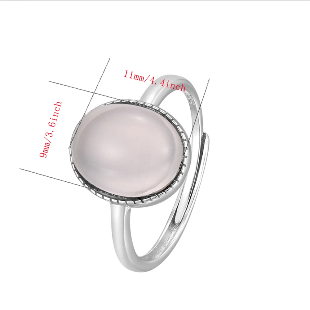 Anello al quarzo rosa naturale Solido argento sterling S925 11x9mm Pietra rosa Filigrana Halo Band Promessa Gioielli Birthstone Regalo