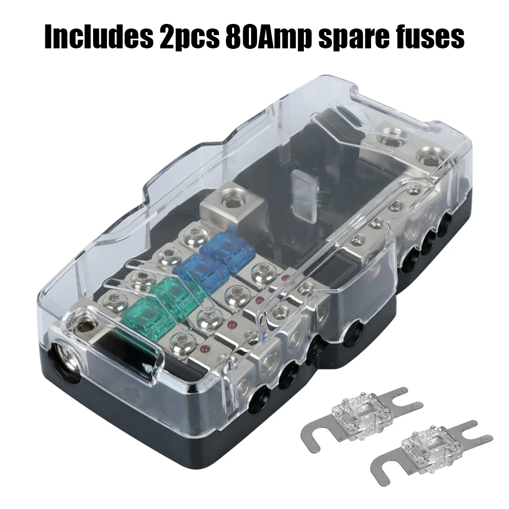 Multi-functional 12V-24V LED Car Audio Stereo Fuse Holder Distribution Fuses Box Block For Car RV Camper Power Splitting