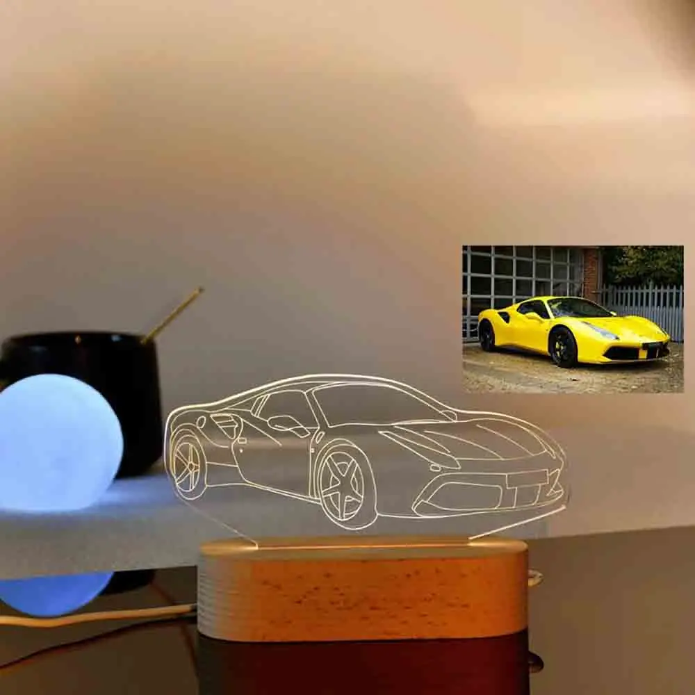 Dropshipp Personalized Car 3D Photo Lamp Night Lights Support Custom Engraving Base Valentine's Day Anniversary Birthday Gifts