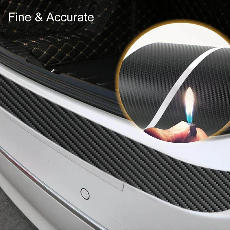 Adesivo universal de fibra de carbono para para-choque traseiro de carro, tiras de proteção anti-arranhões e anticolisão, acessórios para carro 90cm