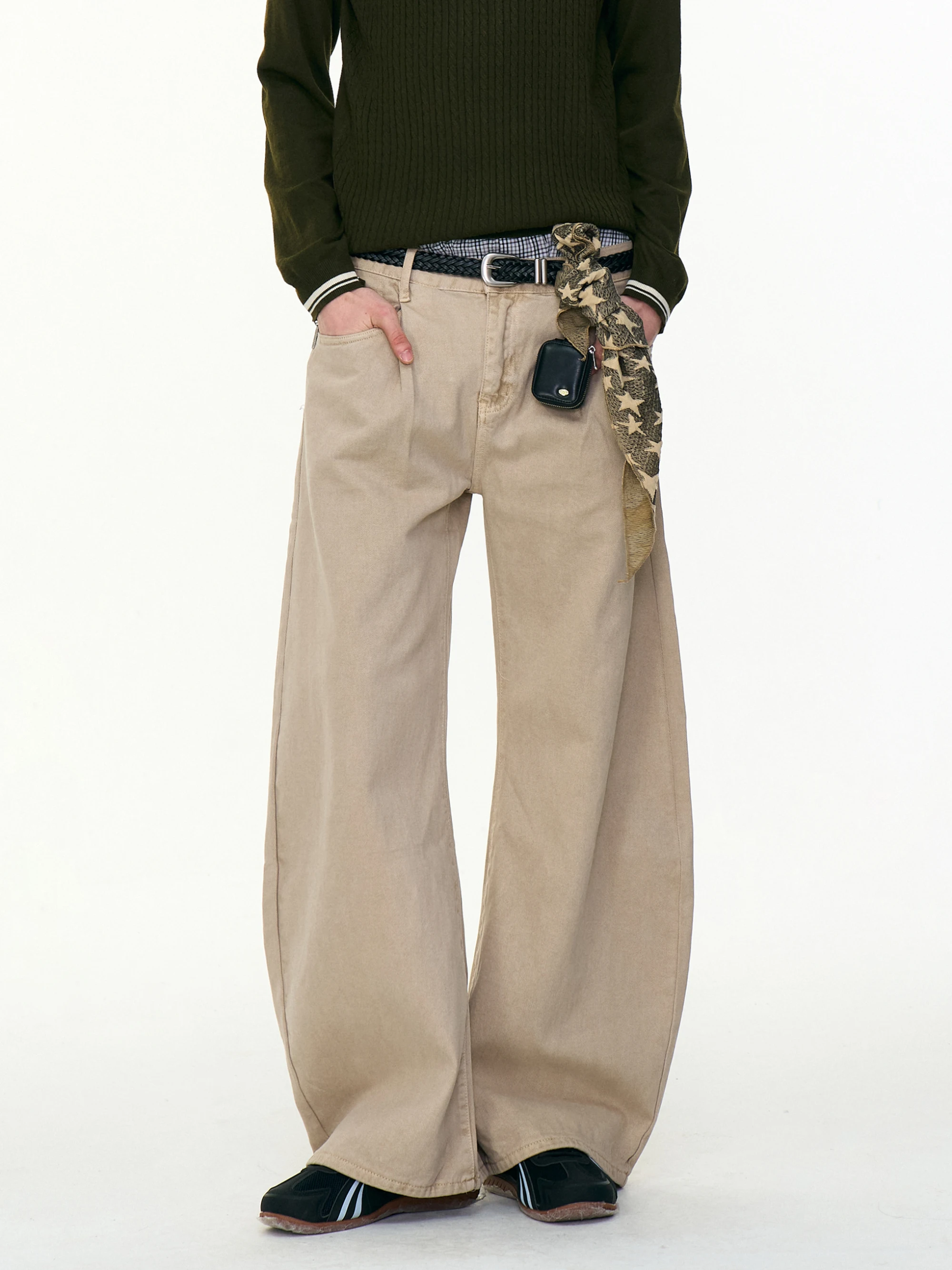 

MRNEARLY American Retro Pleated Knife Work Pants Loose Casual Trousers for Men And Women Autumn Cleanfit Trendy Straight Leg ...