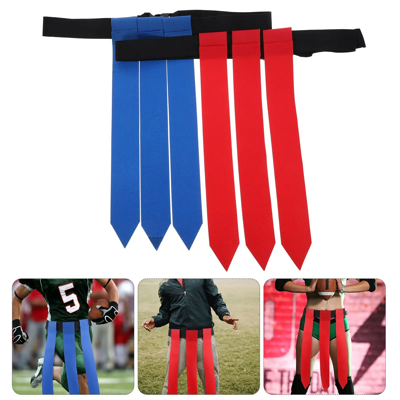 2Pcs American Football Buckle Belt Adjustable Rugby Flag Tag Waist Strap Football Waist Belt Flag Wear-Resistant