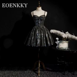 Czarny tiul sukienka na studniówkę wyszyty koralikami paski Spaghetti cekinowa koronka suknie urodzinowe luksus A Line vestidos de fiesta elegantes 2024 Czarna tiulowa sukienka na studniówkę  Koronkowe sukienki urodzin