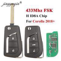 jingyuqin New 433Mhz FSK Flip Remote Car Key for Toyota 2018+ Corolla RAV4 Hice Wildlander 2/3B VA2 Keys Fob Control H ID8A Chip