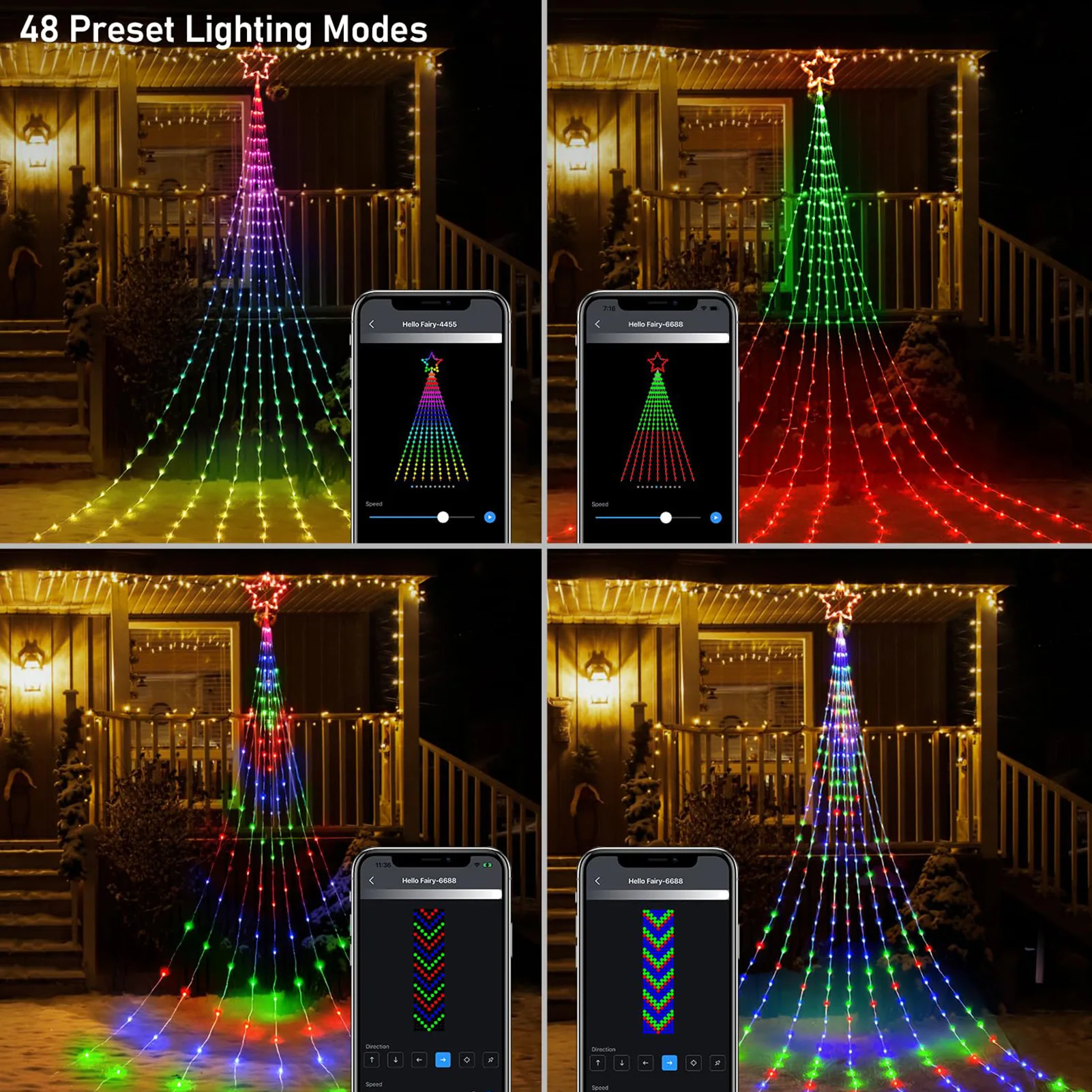 Tira de luces decorativas para colgar al aire libre, cómoda de usar con múltiples modos, adecuada para patio y jardín