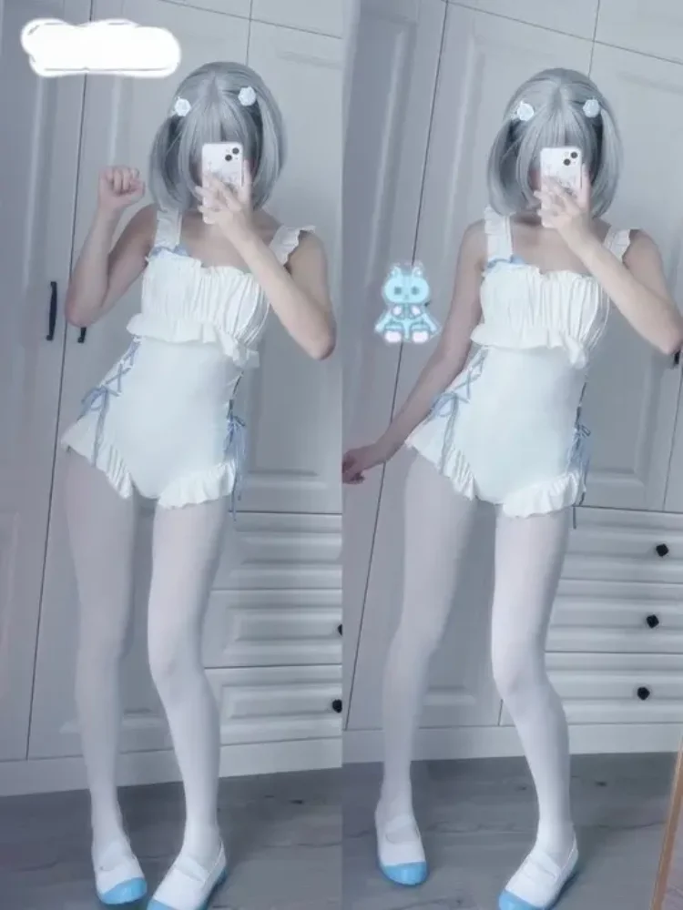 اليابانية لطيف فتاة حلوة نمط ضمادة مطوي ملابس السباحة النسائية عطلة الربيع الساخن لوليتا أنيمي حار فتاة قطعة واحدة ملابس السباحة