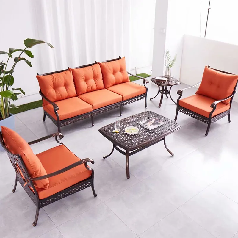 Outdoor cast aluminum villa courtyard garden terrace sun room hotel living room leisure wrought iron sofa combination