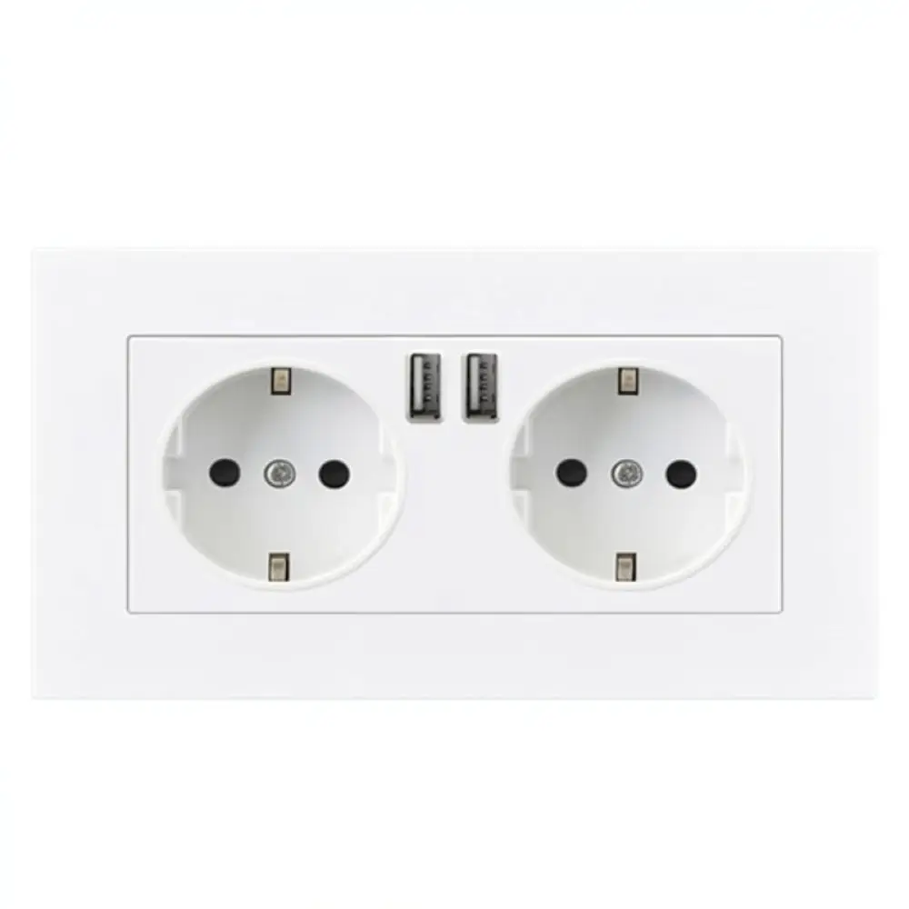 Efficient French Standard Wall Socket With USB Charging 16A 3300W Safe Electrical Outlet Panel For International Travelers