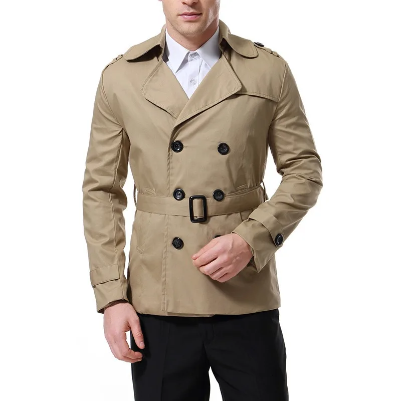 Autumn new product trend Men's double-breasted woolen trench coat Medium and long casual coat