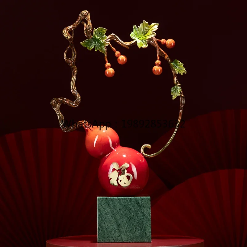 

L7-New Chinese style Wufu door gourd ornaments living room desktop entrance wine cabinet decorations new house housewarming