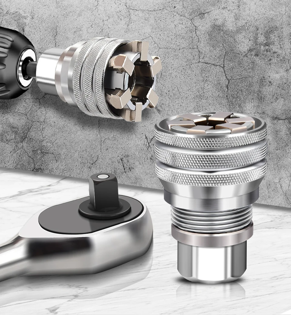 Universalmuffe 3/8 Zoll 10-19 mm Verstellbarer Sechskant-Universalsteckschlüssel Drehmoment-Ratschenschlüssel Kopf Spannerhülse Reparaturwerkzeug – Detail 1