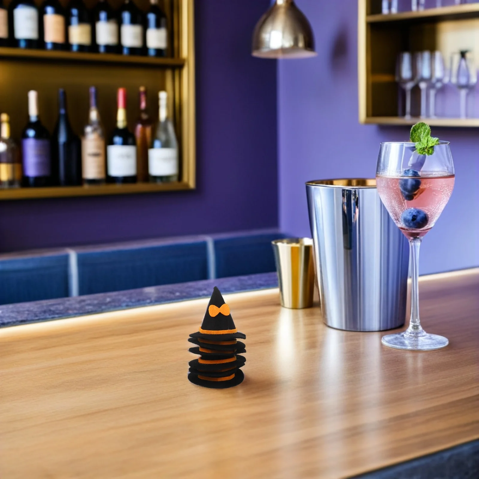 

12Pcs Hat Wine Bottle Toppers Felt Caps Halloween Party Decoration Hats for Holiday Table Decor Bottle Topper